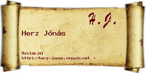 Herz Jónás névjegykártya